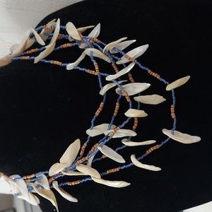 Handcrafted 5 Multi Strand sea shelk Beaded necklace